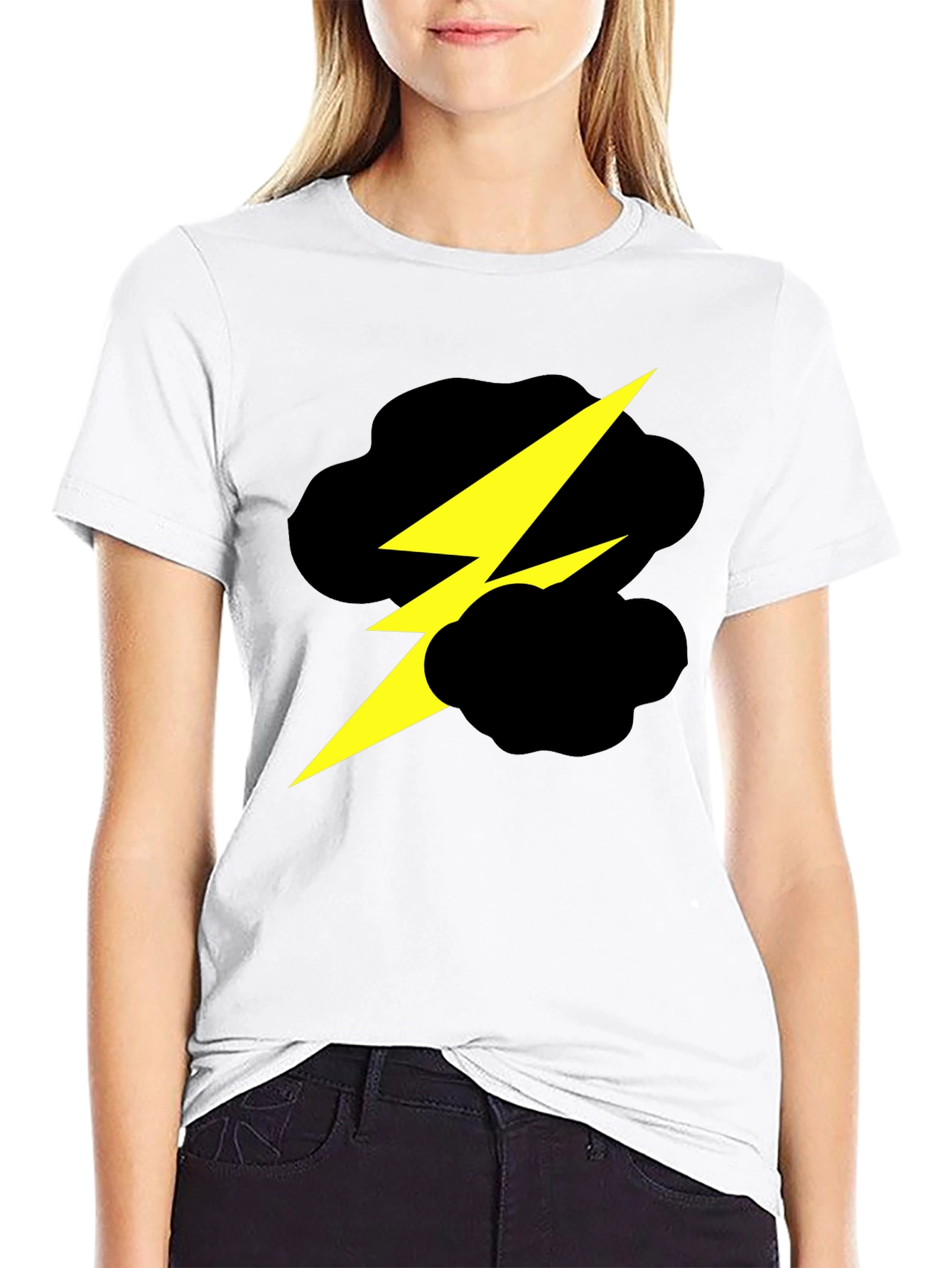 Lightning Bolt Cloud Graphic Black T-Shirt