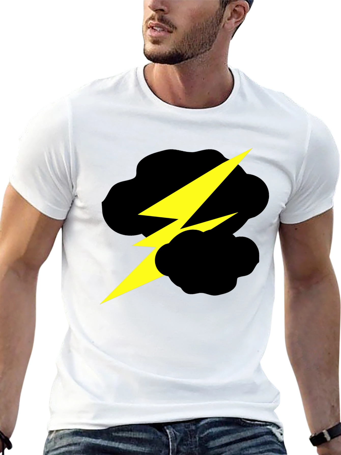 Lightning Bolt Cloud Graphic Black T-Shirt