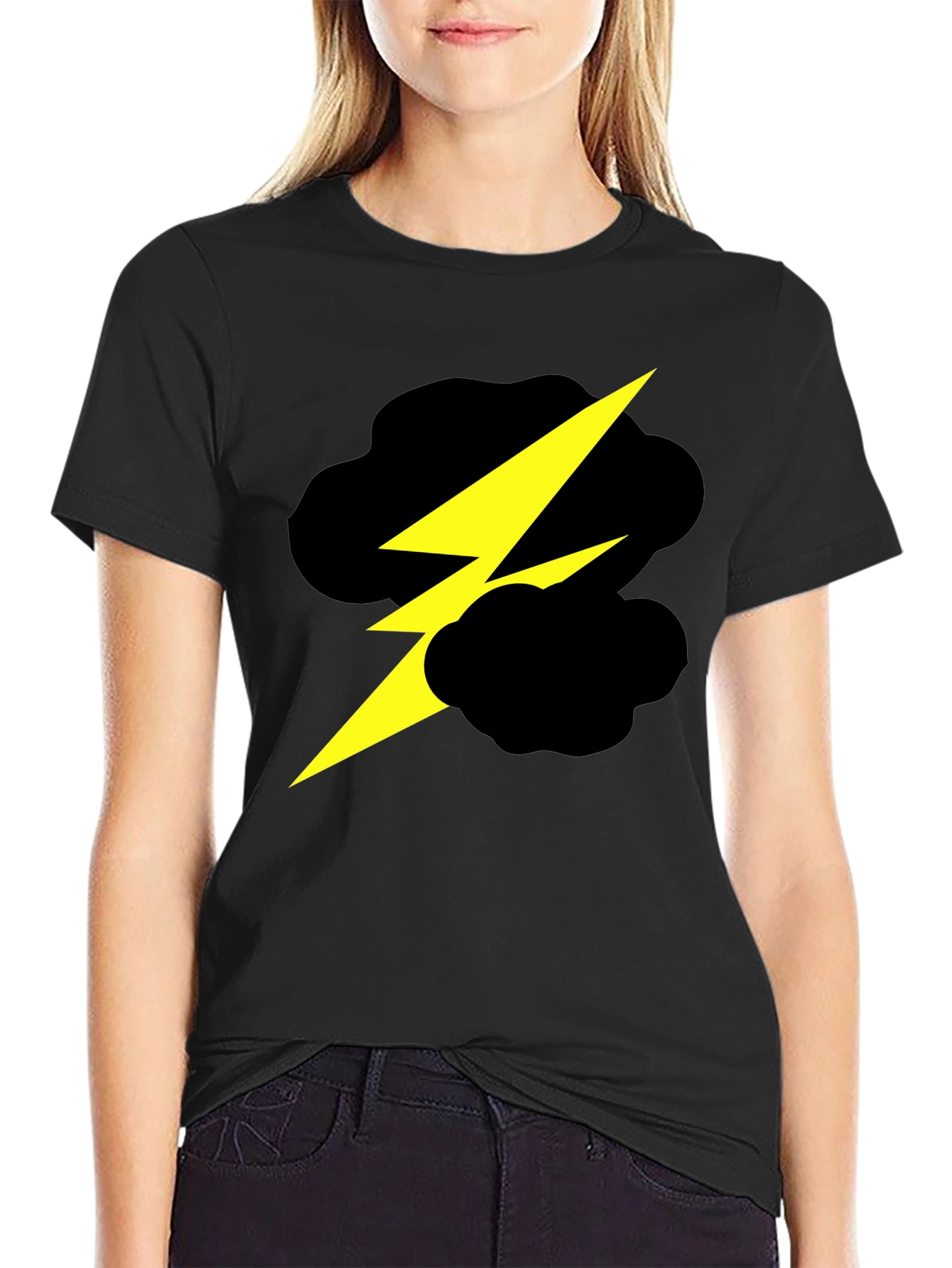 Lightning Bolt Cloud Graphic Black T-Shirt