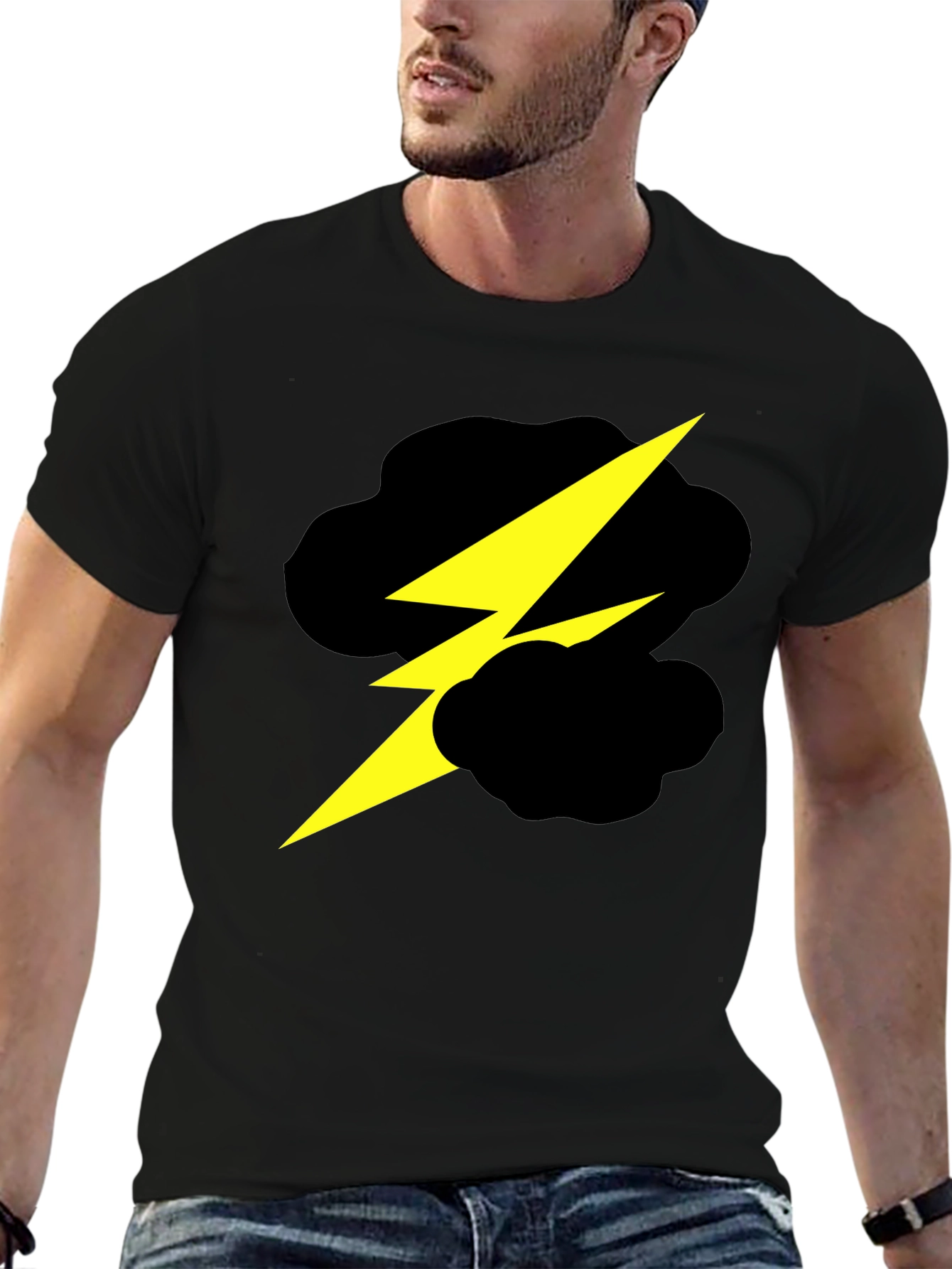Lightning Bolt Cloud Graphic Black T-Shirt