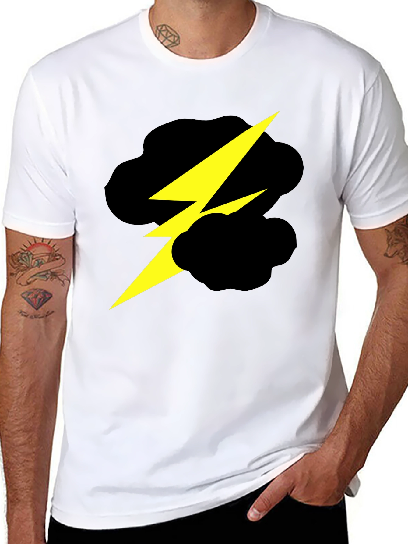 Lightning Bolt Cloud Graphic Black T-Shirt