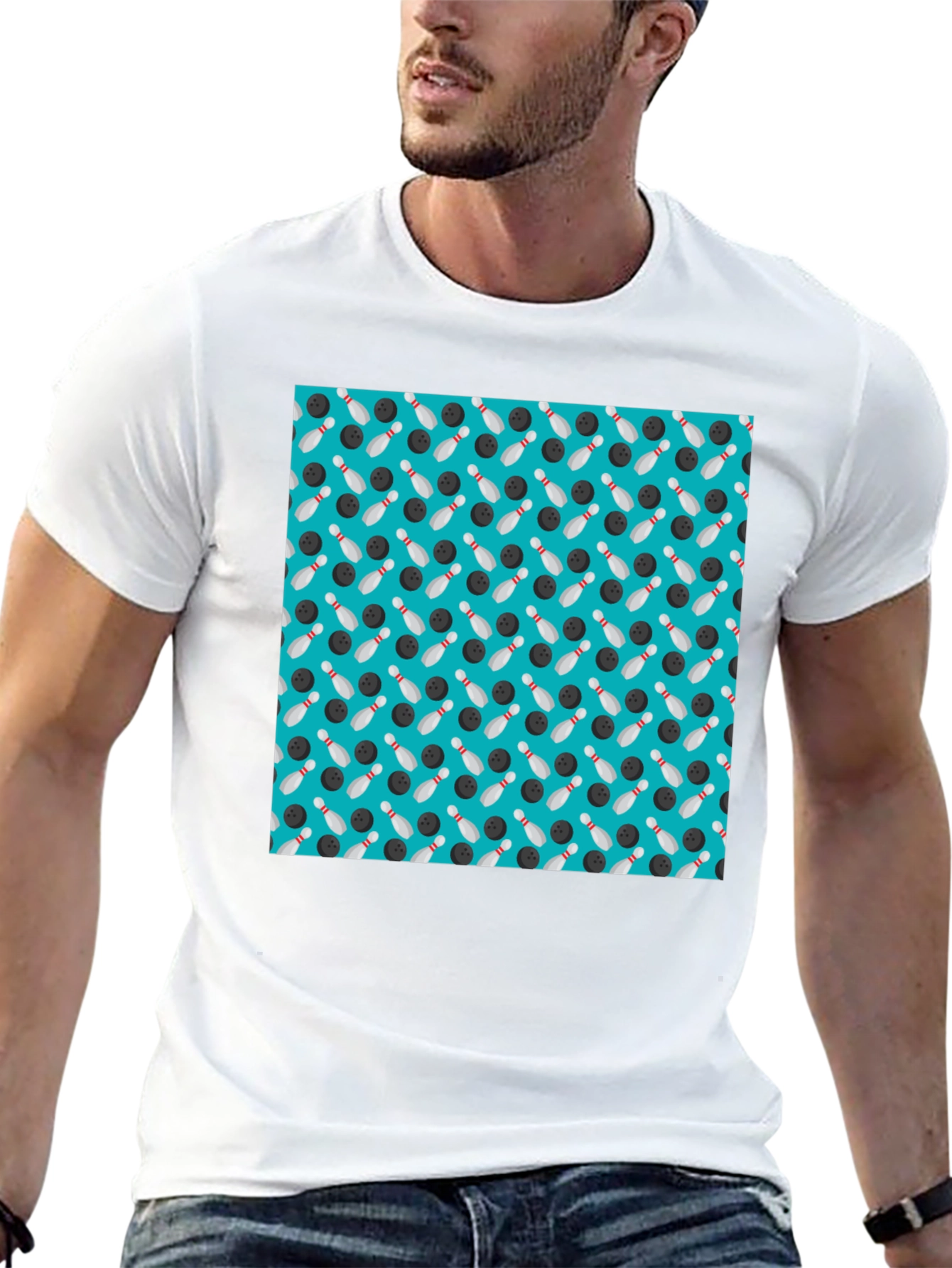Bowling Pattern Black T-Shirt