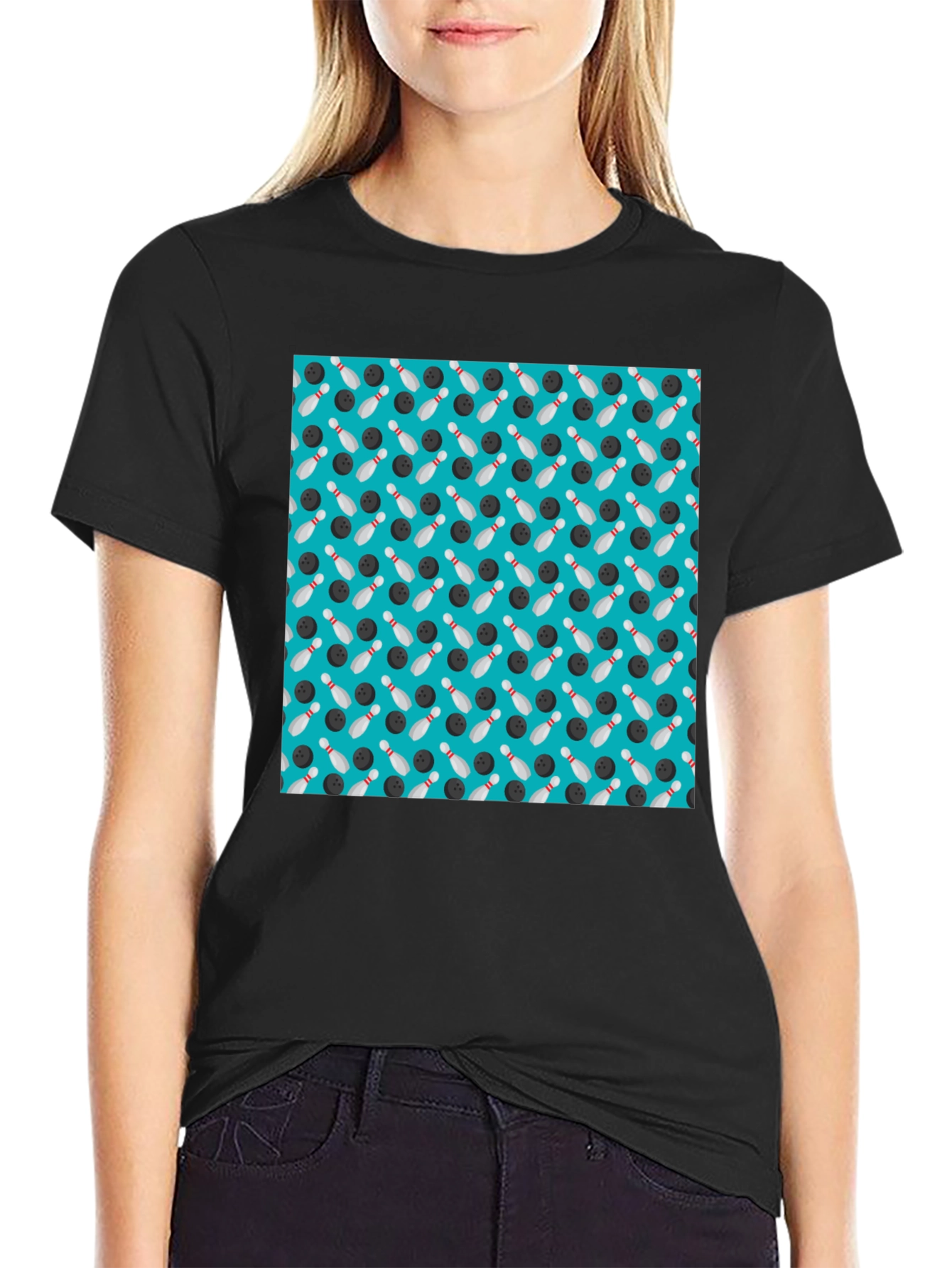 Bowling Pattern Black T-Shirt