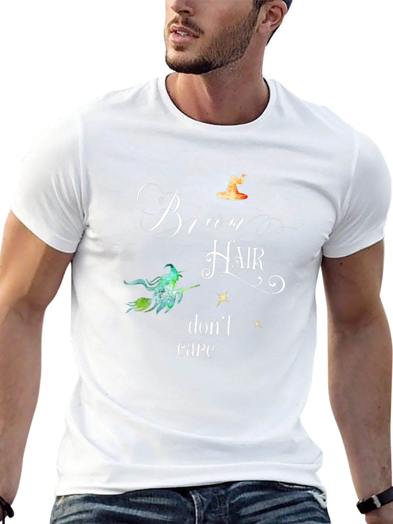 Witch Broom Hair Dont Care Halloween T-Shirt
