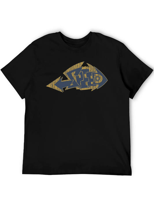 Distressed Graffiti Style Graphic Tee - Black Cotton Blend
