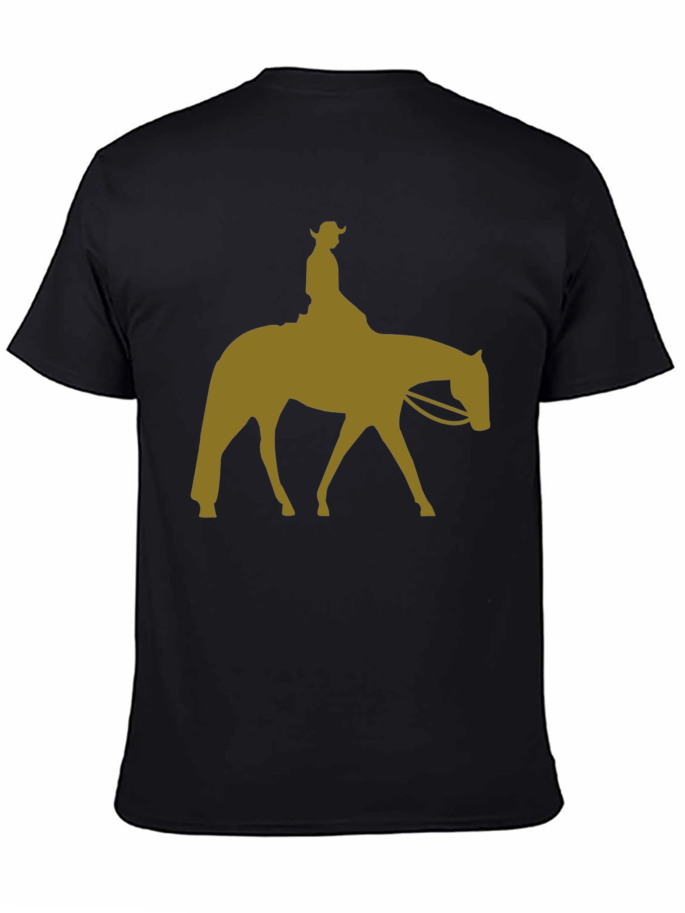 Cowboy Horse Silhouette Graphic Tee - Black Cotton