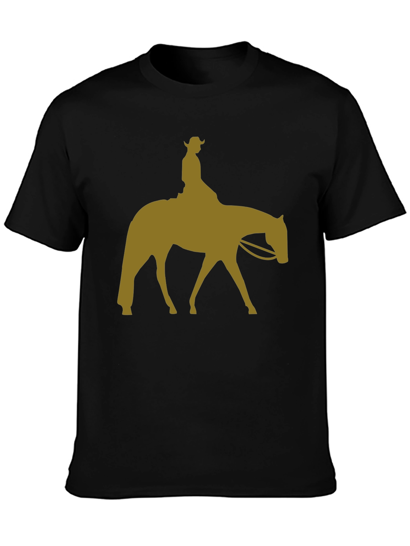Cowboy Horse Silhouette Graphic Tee - Black Cotton