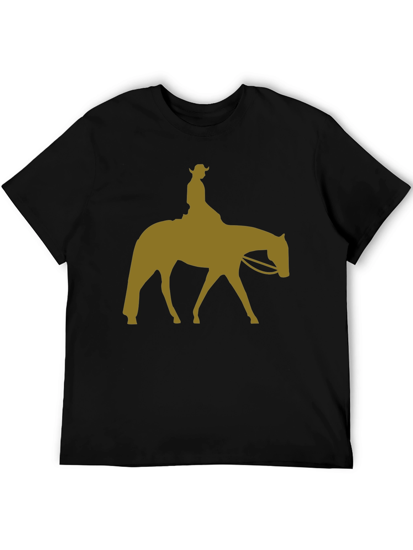 Cowboy Horse Silhouette Graphic Tee - Black Cotton