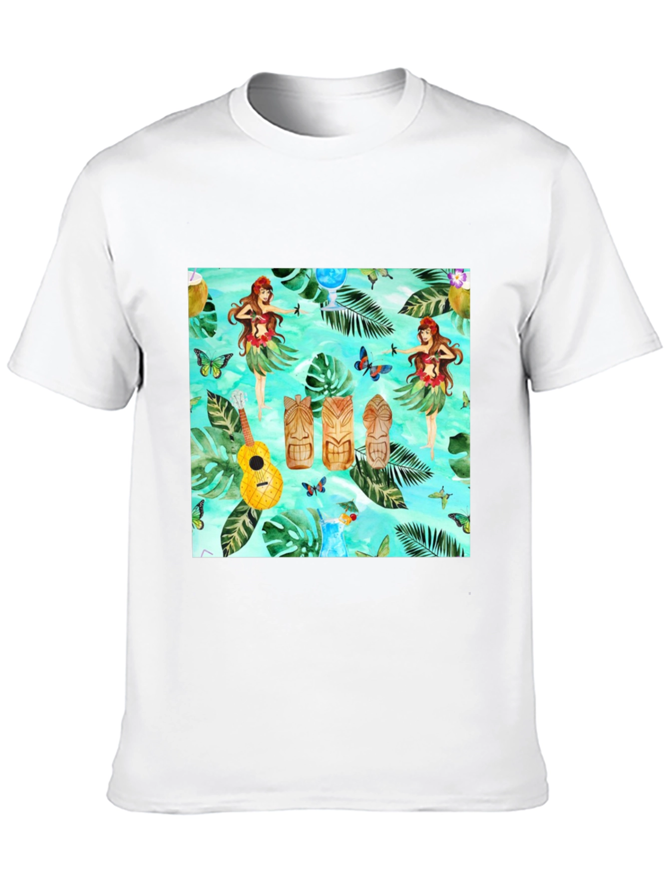 Tropical Hula Dancer Black T-Shirt
