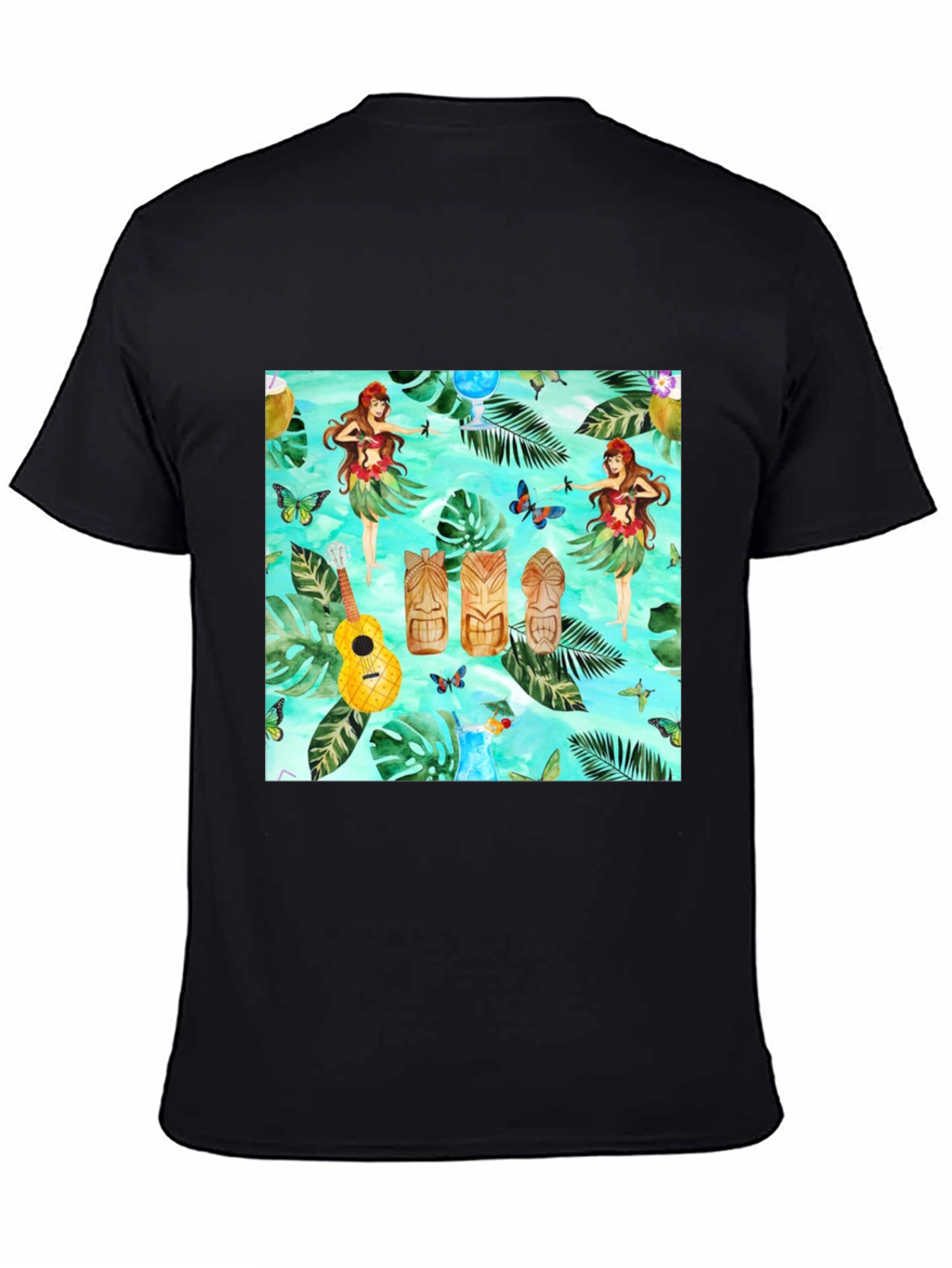Tropical Hula Dancer Black T-Shirt