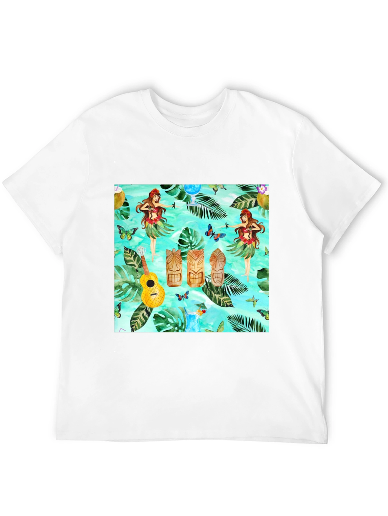 Tropical Hula Dancer Black T-Shirt
