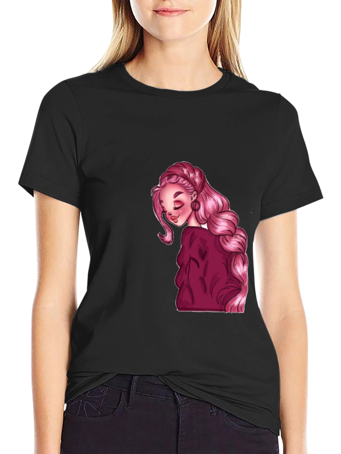Pink Haired Girl Graphic Tee