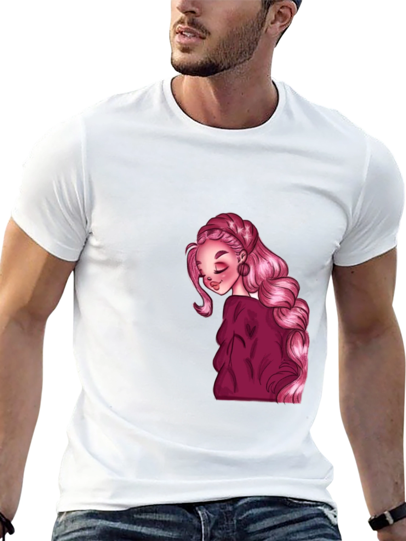 Pink Haired Girl Graphic Tee