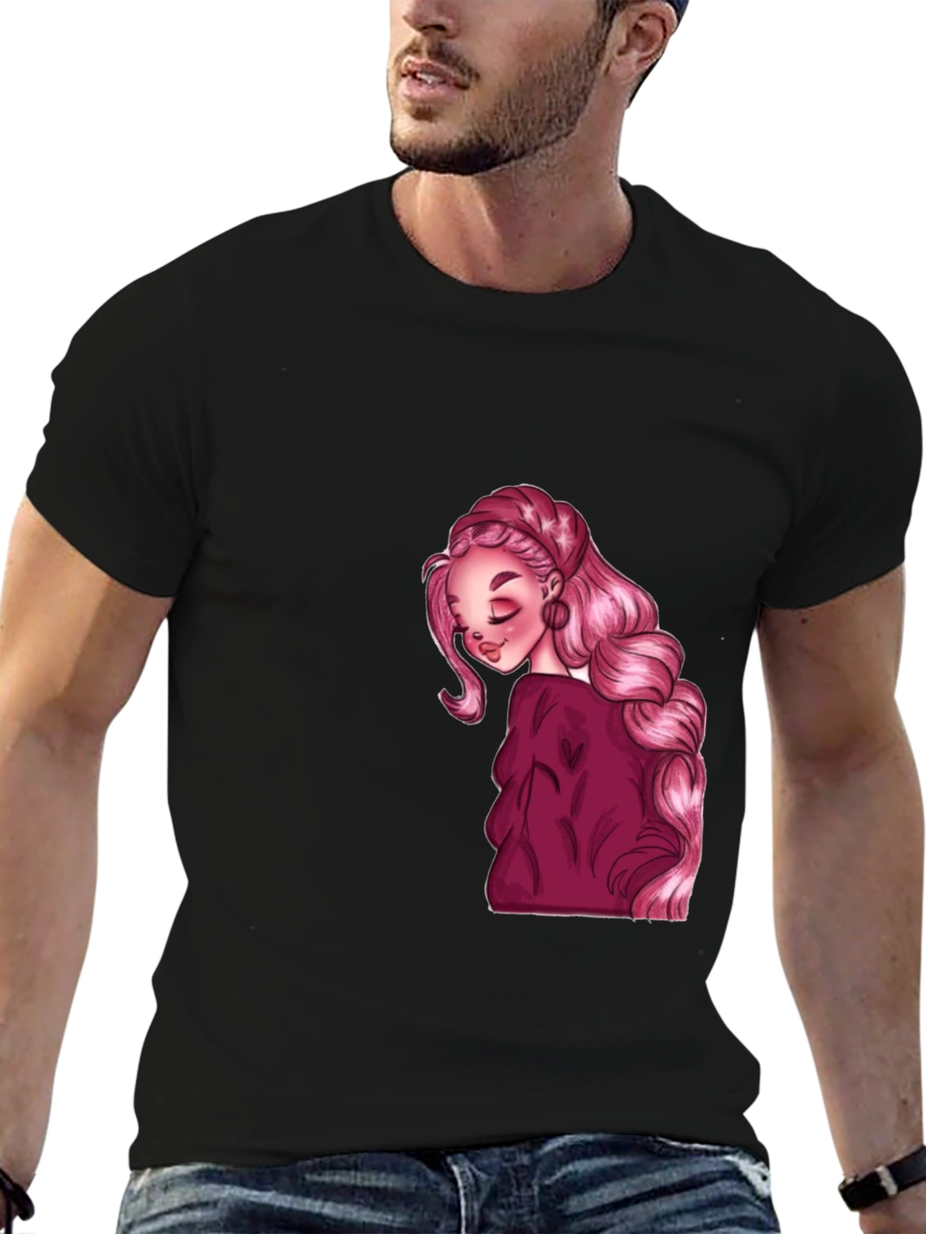 Pink Haired Girl Graphic Tee