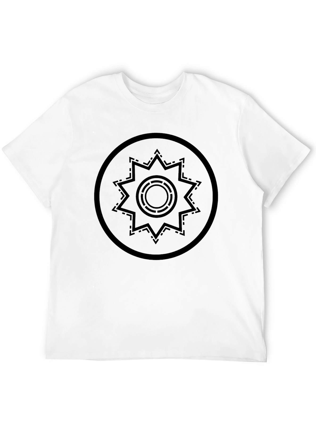 Geometric Star Design Black T-Shirt