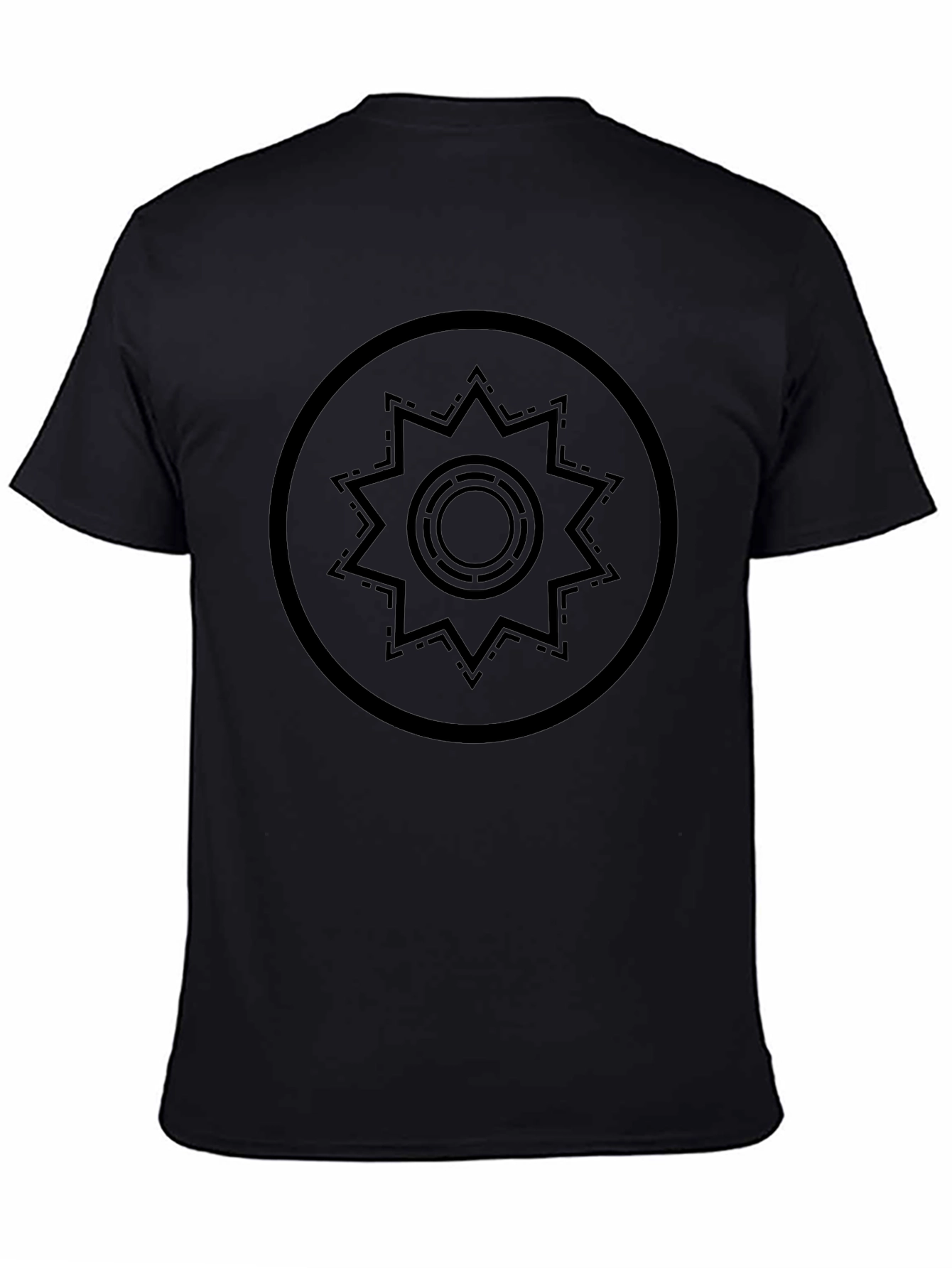 Geometric Star Design Black T-Shirt