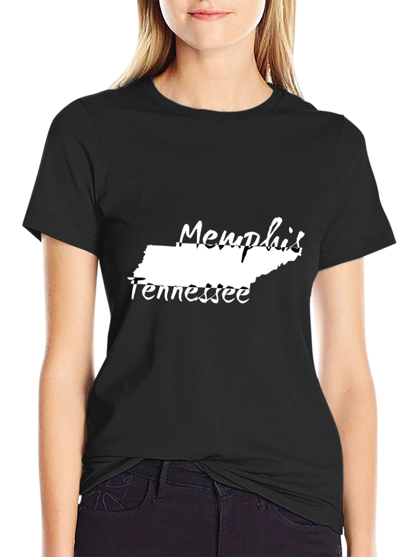Memphis Tennessee State Outline Graphic Tee - Black