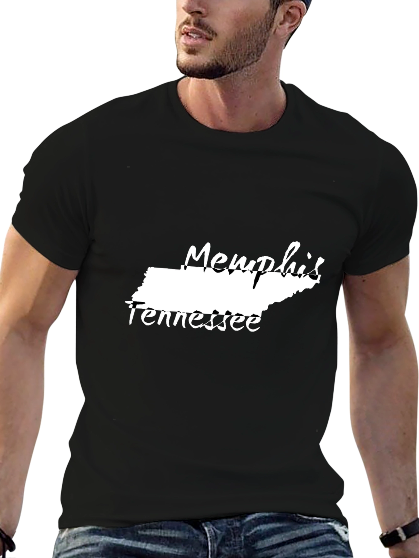 Memphis Tennessee State Outline Graphic Tee - Black