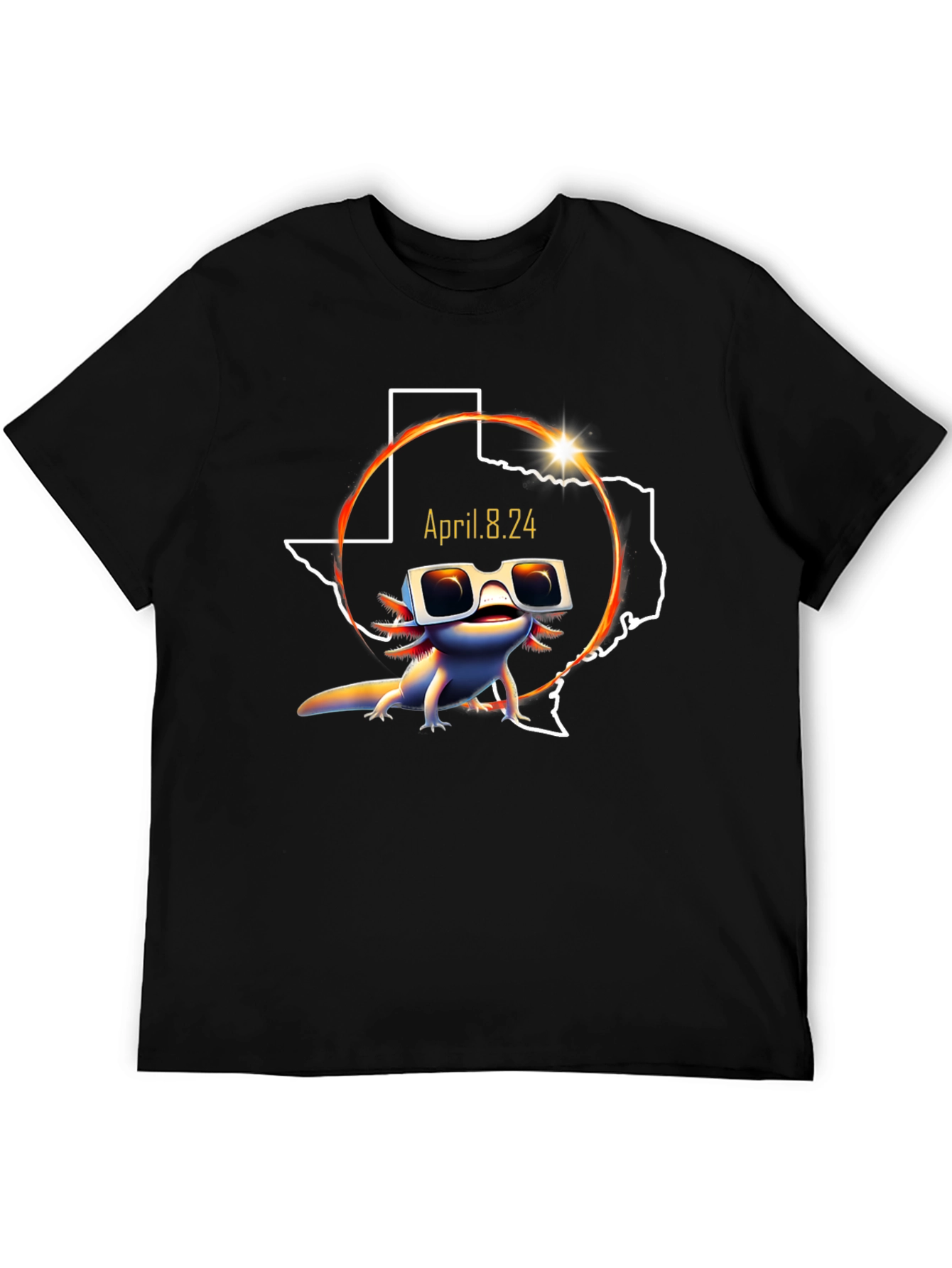 Texas Solar Eclipse April 8 2024 Axolotl T-Shirt