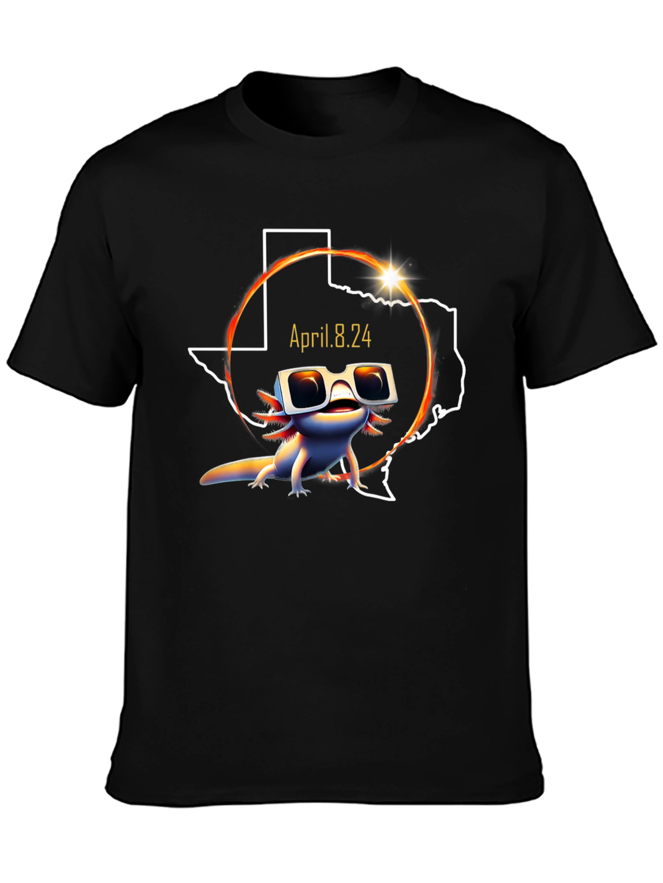 Texas Solar Eclipse April 8 2024 Axolotl T-Shirt