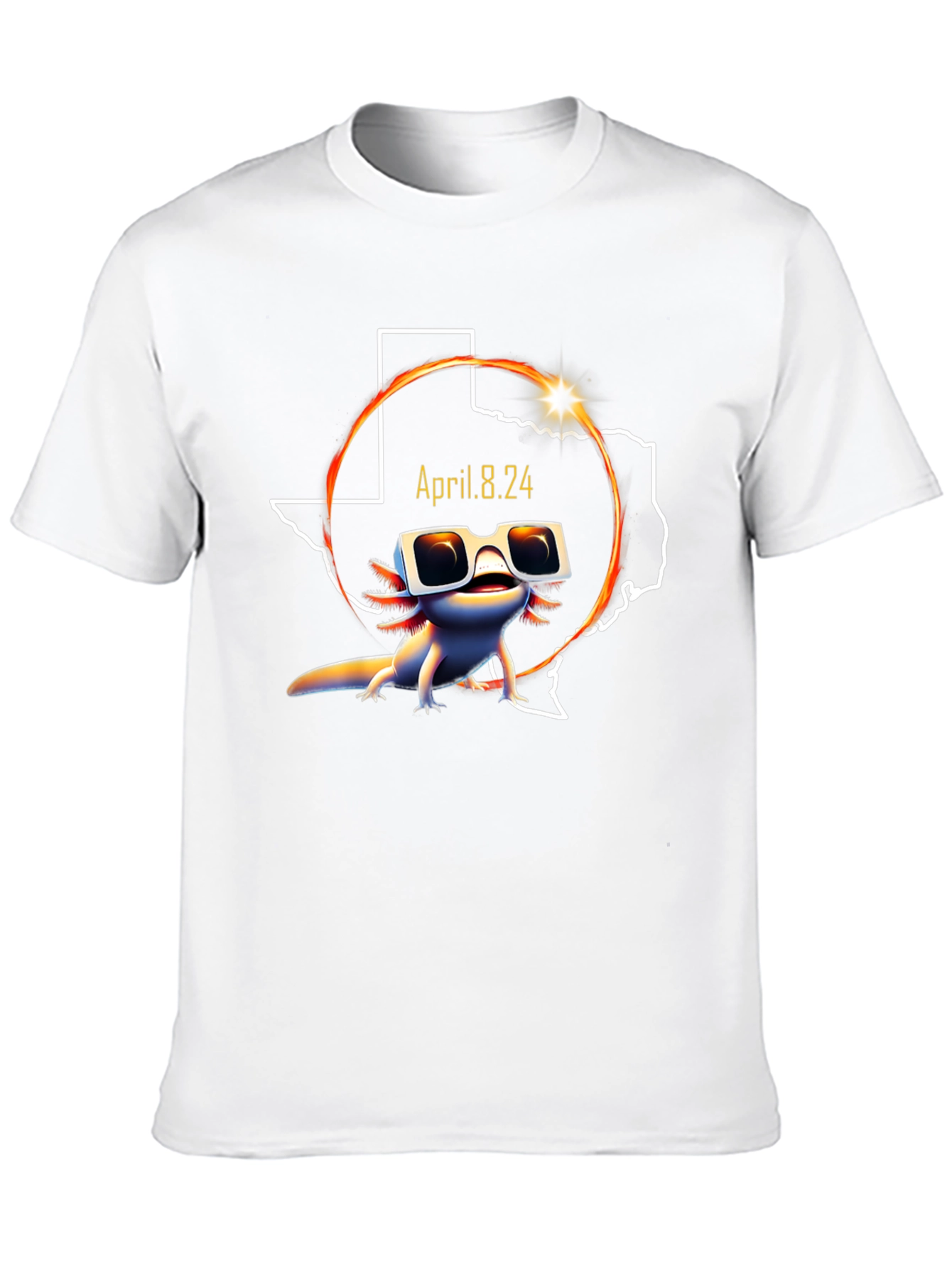 Texas Solar Eclipse April 8 2024 Axolotl T-Shirt
