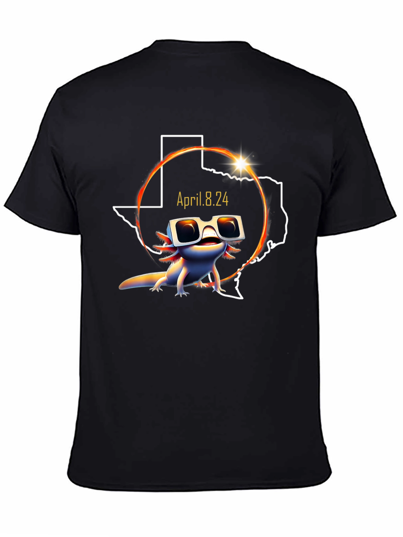 Texas Solar Eclipse April 8 2024 Axolotl T-Shirt