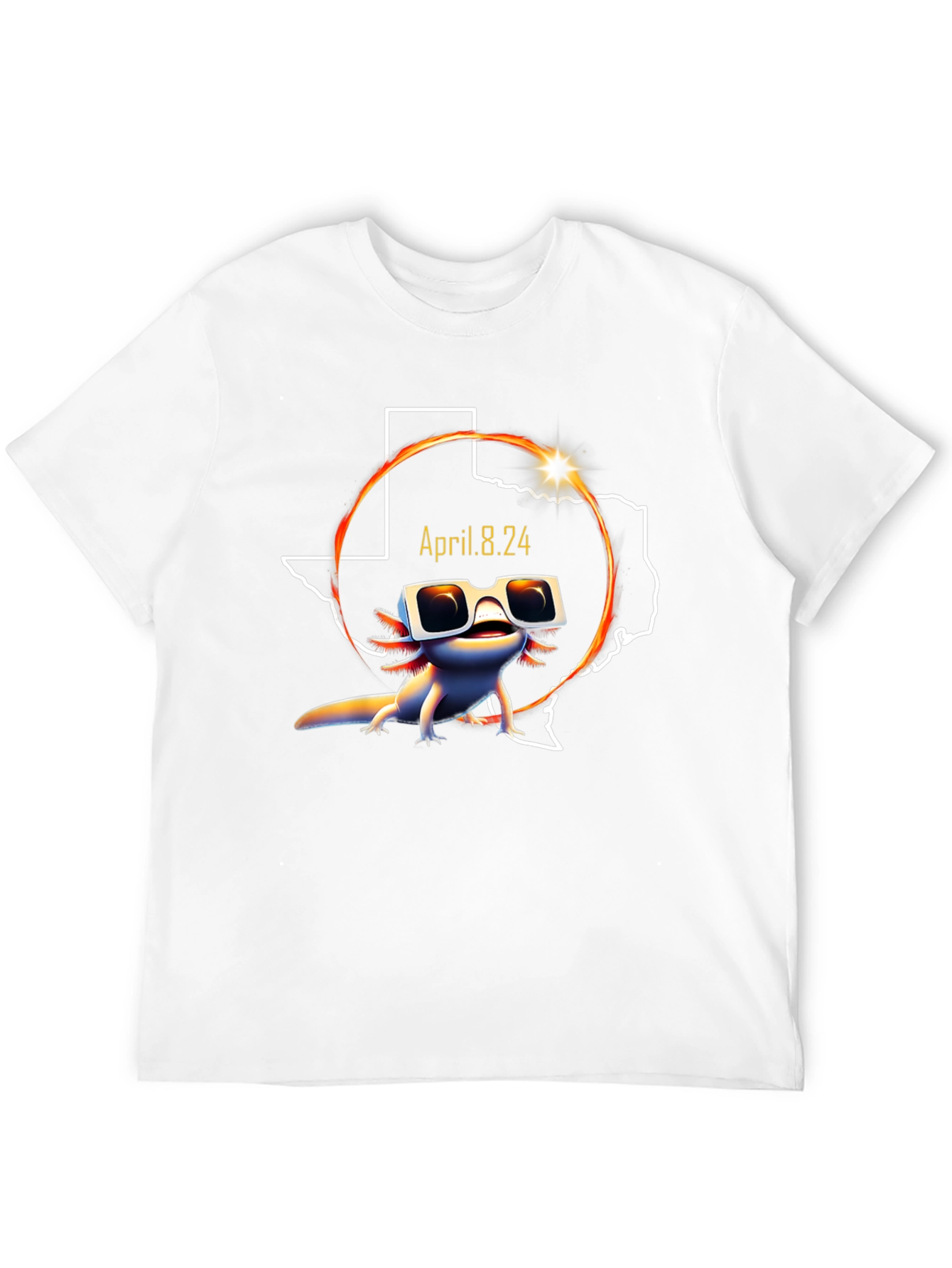 Texas Solar Eclipse April 8 2024 Axolotl T-Shirt