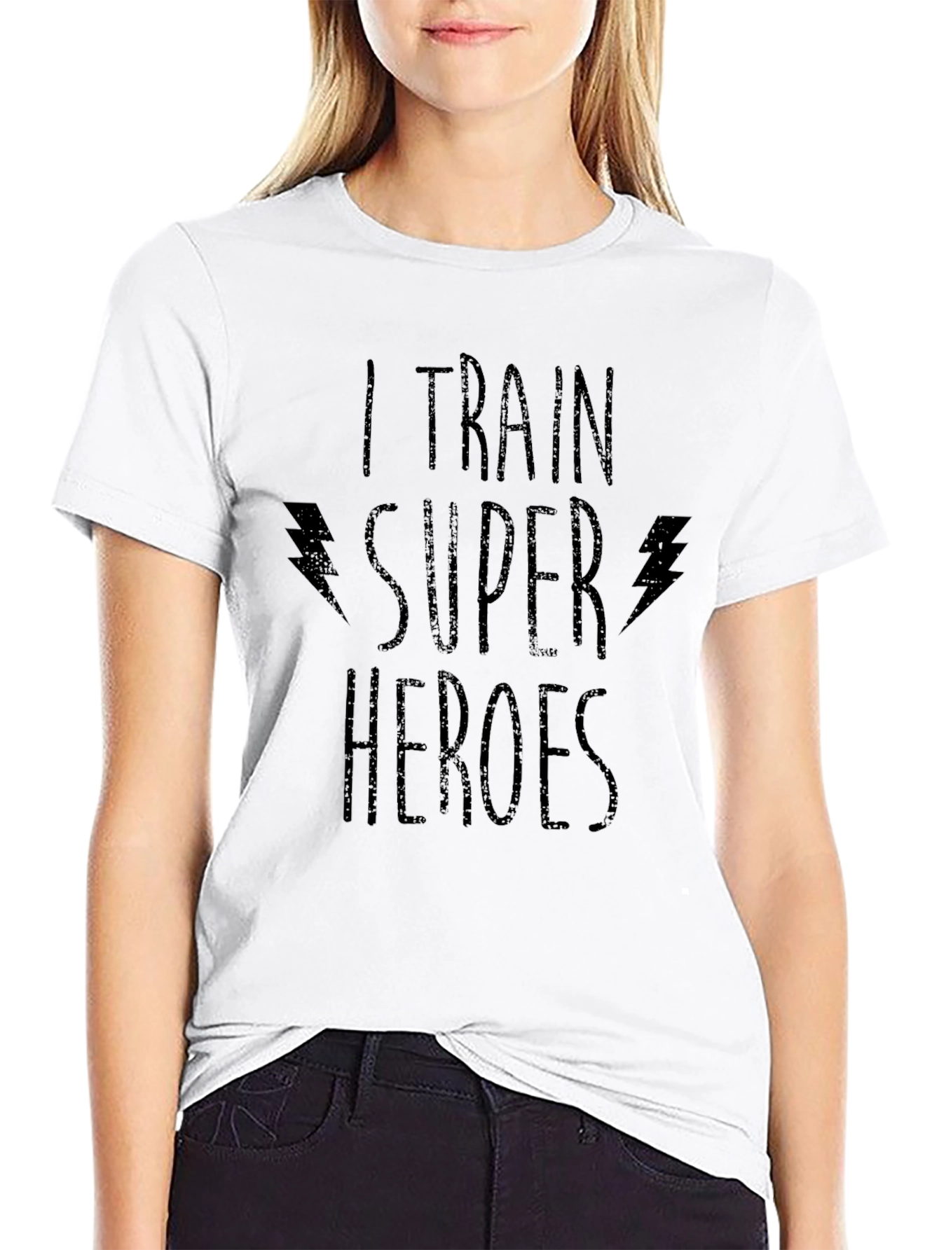 I Train Super Heroes Black Graphic T-Shirt