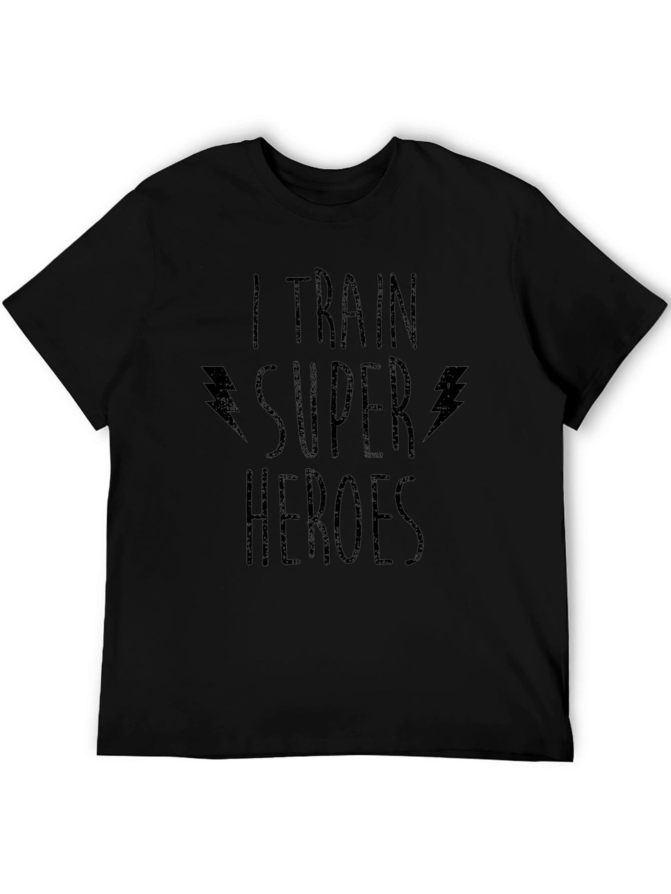 I Train Super Heroes Black Graphic T-Shirt