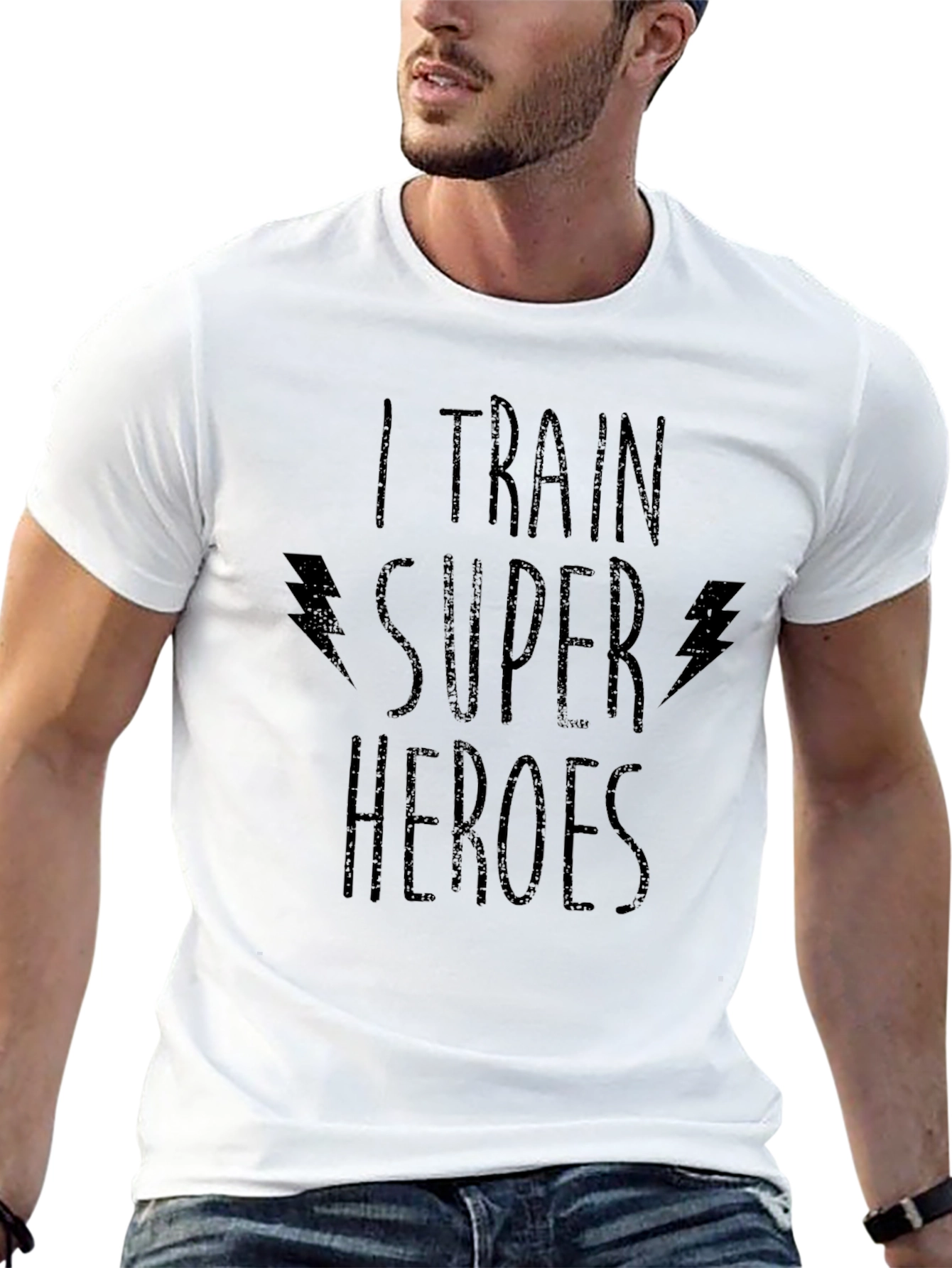 I Train Super Heroes Black Graphic T-Shirt