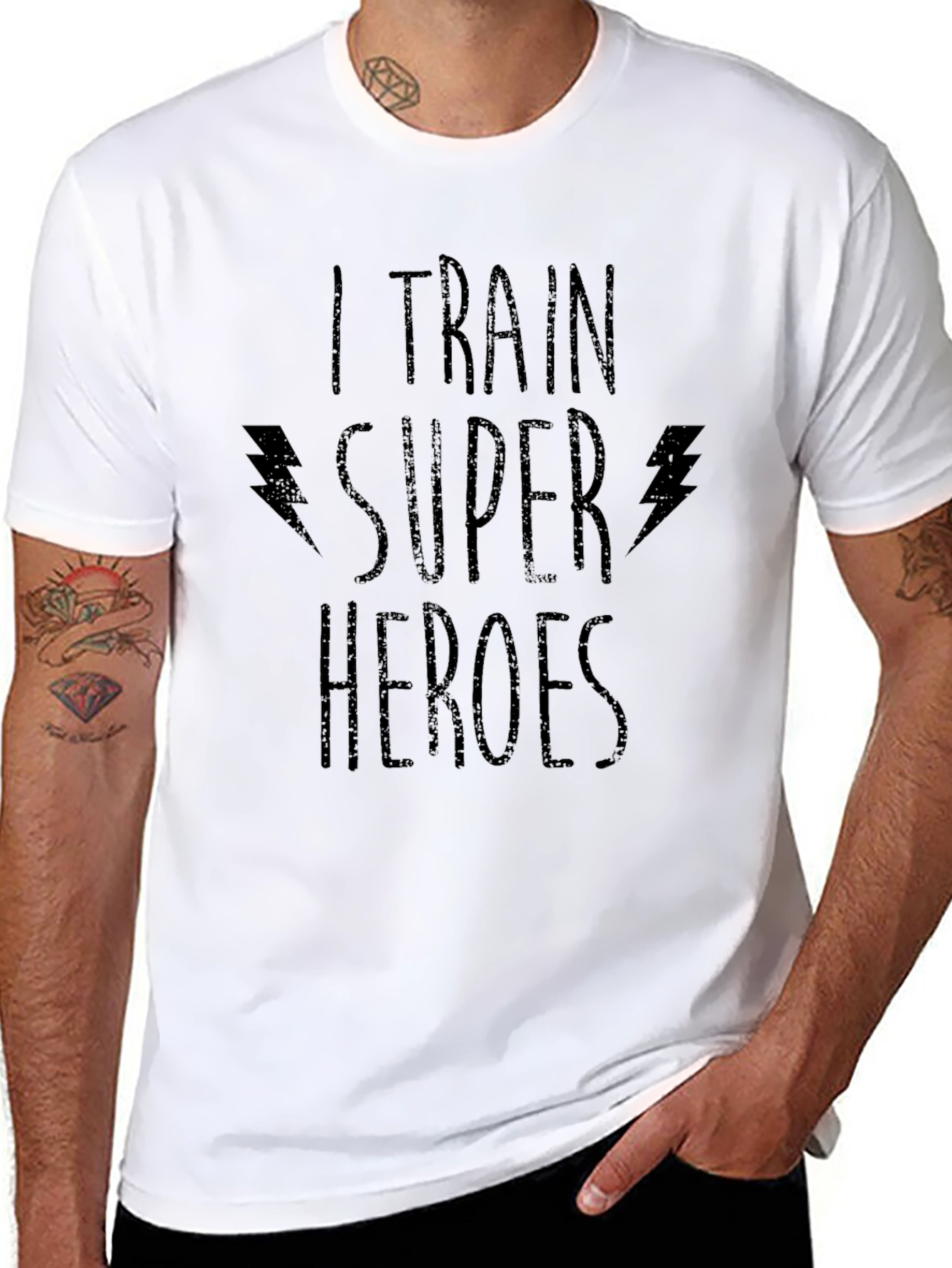 I Train Super Heroes Black Graphic T-Shirt