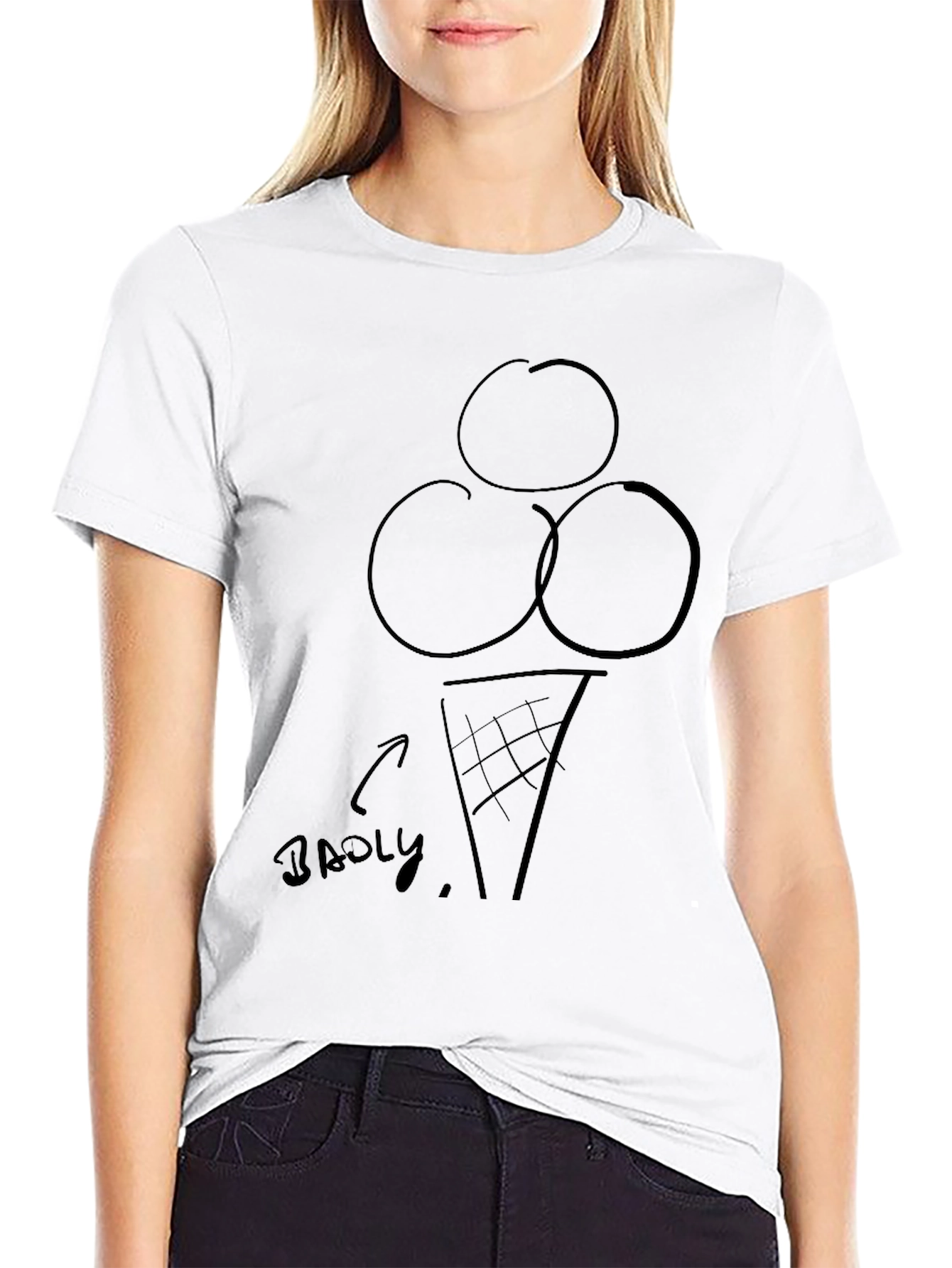 Badly Drawn Ice Cream Cone Graphic Tee