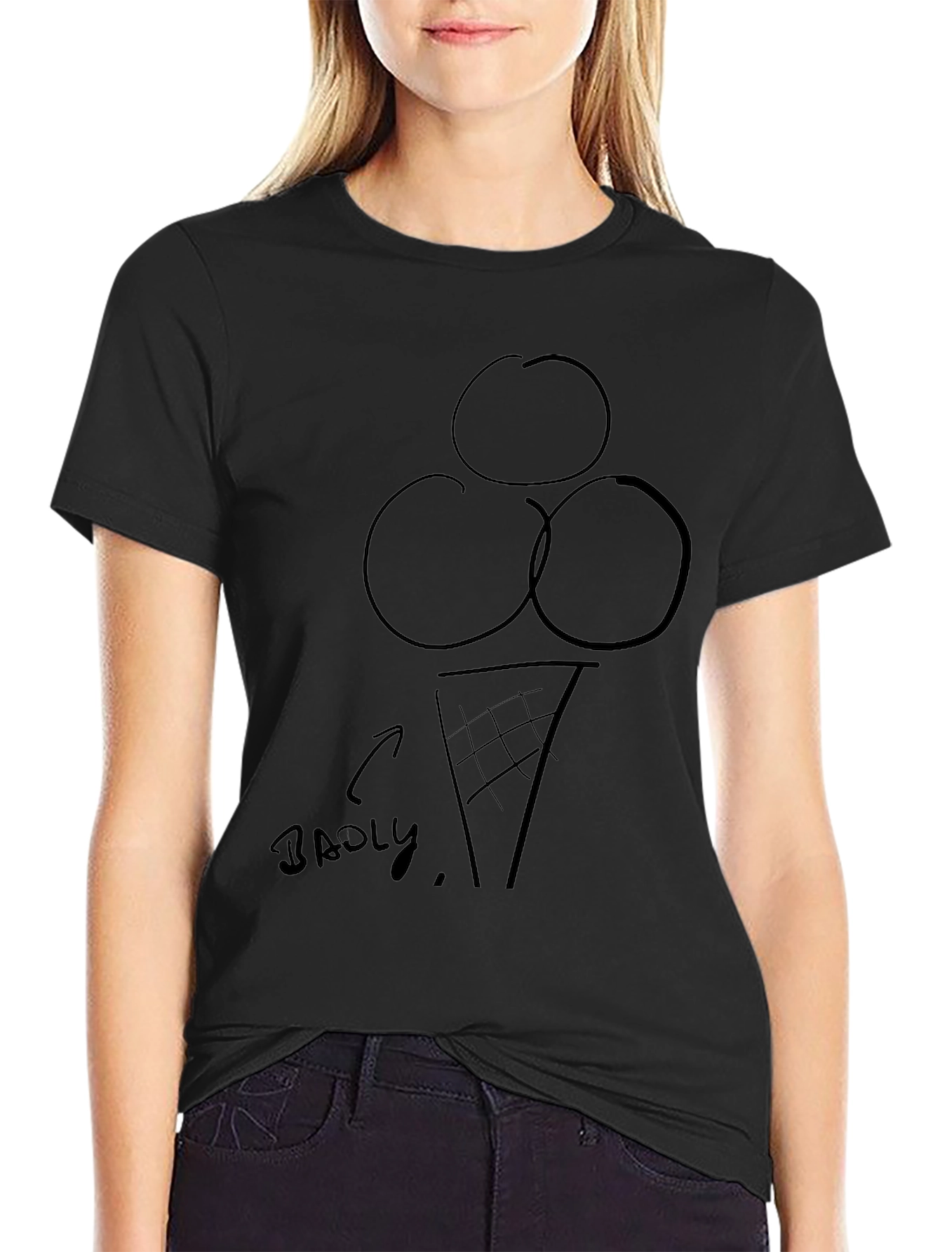 Badly Drawn Ice Cream Cone Graphic Tee
