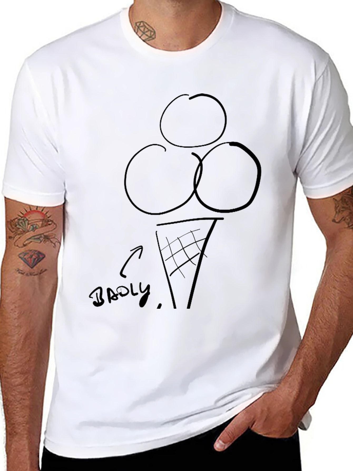 Badly Drawn Ice Cream Cone Graphic Tee