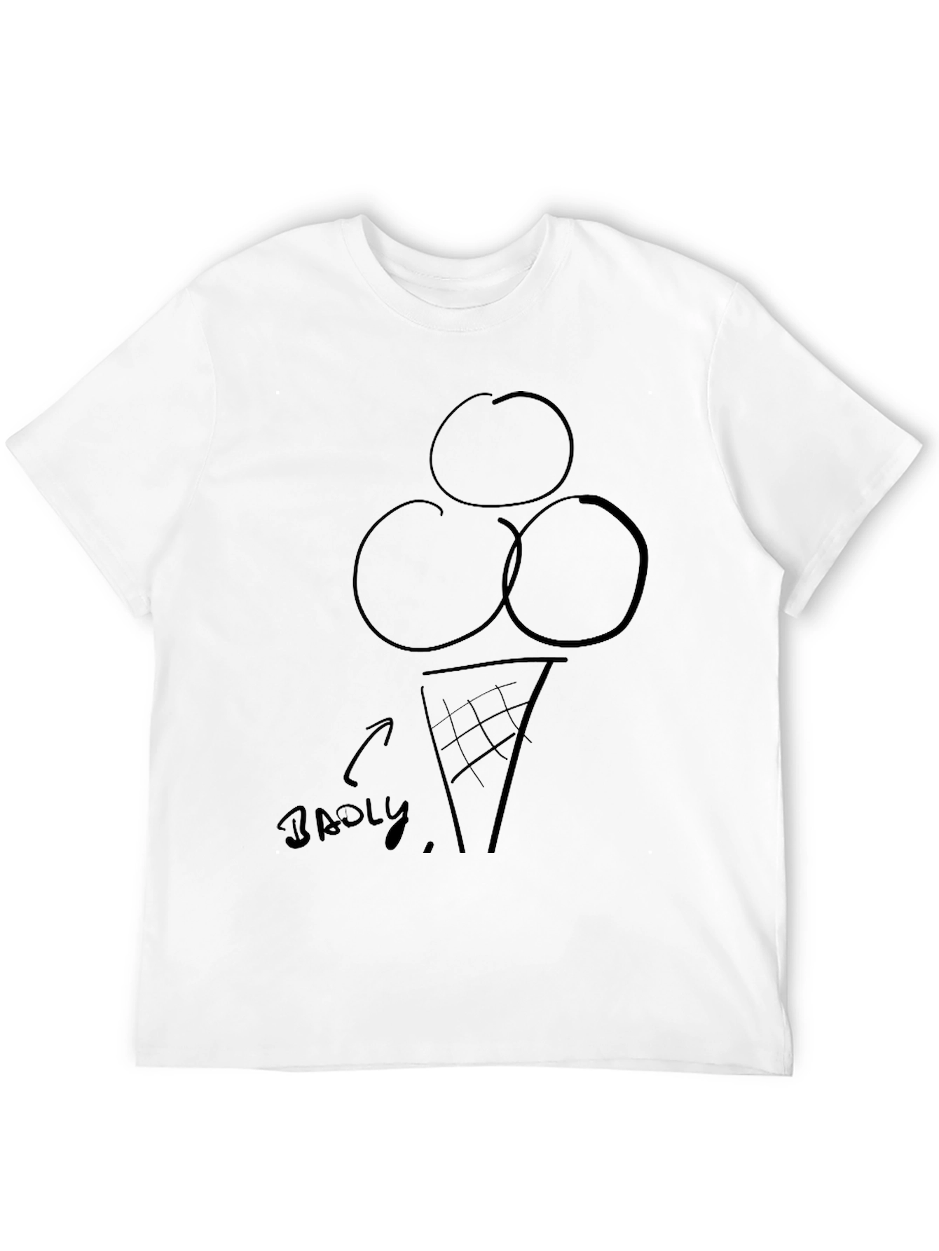 Badly Drawn Ice Cream Cone Graphic Tee