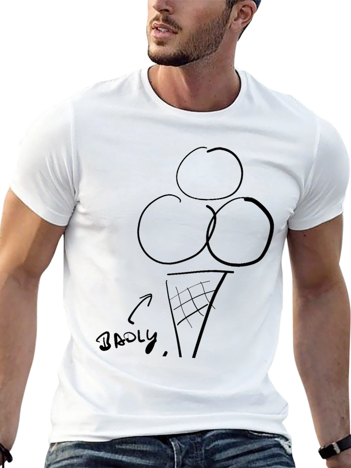 Badly Drawn Ice Cream Cone Graphic Tee
