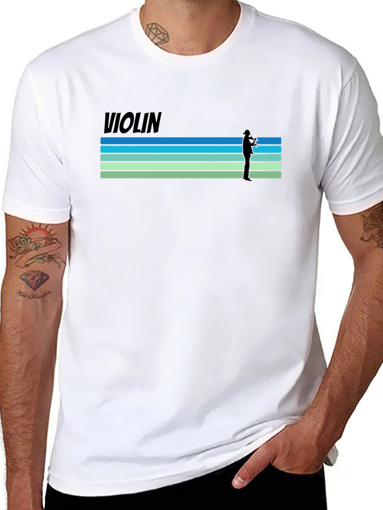 Violin Player Graphic T-Shirt - Retro Style Tee