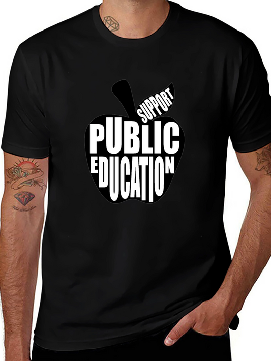 Support Public Education Black T-Shirt Apple Design