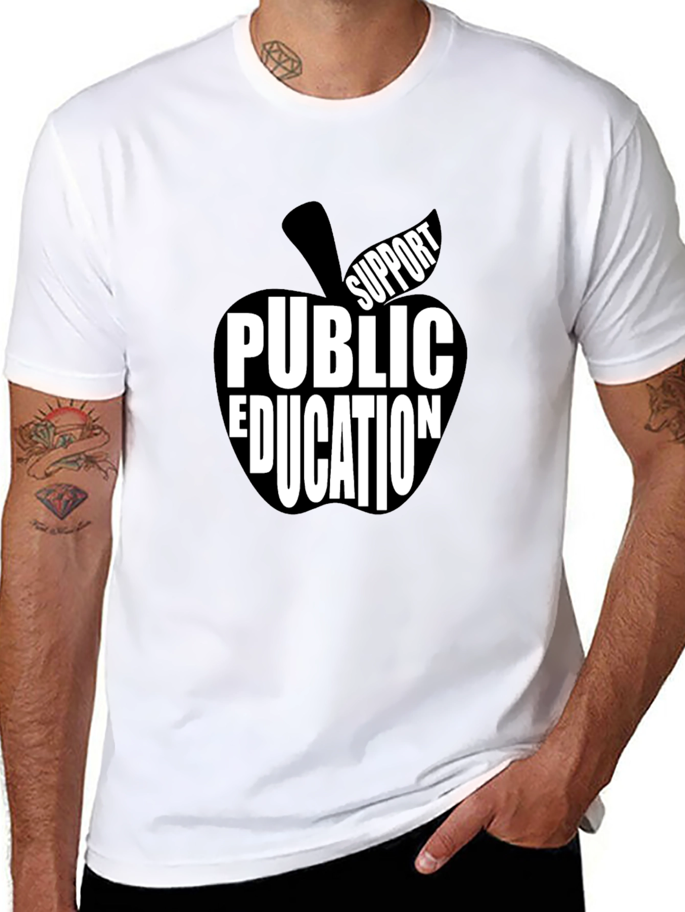 Support Public Education Black T-Shirt Apple Design