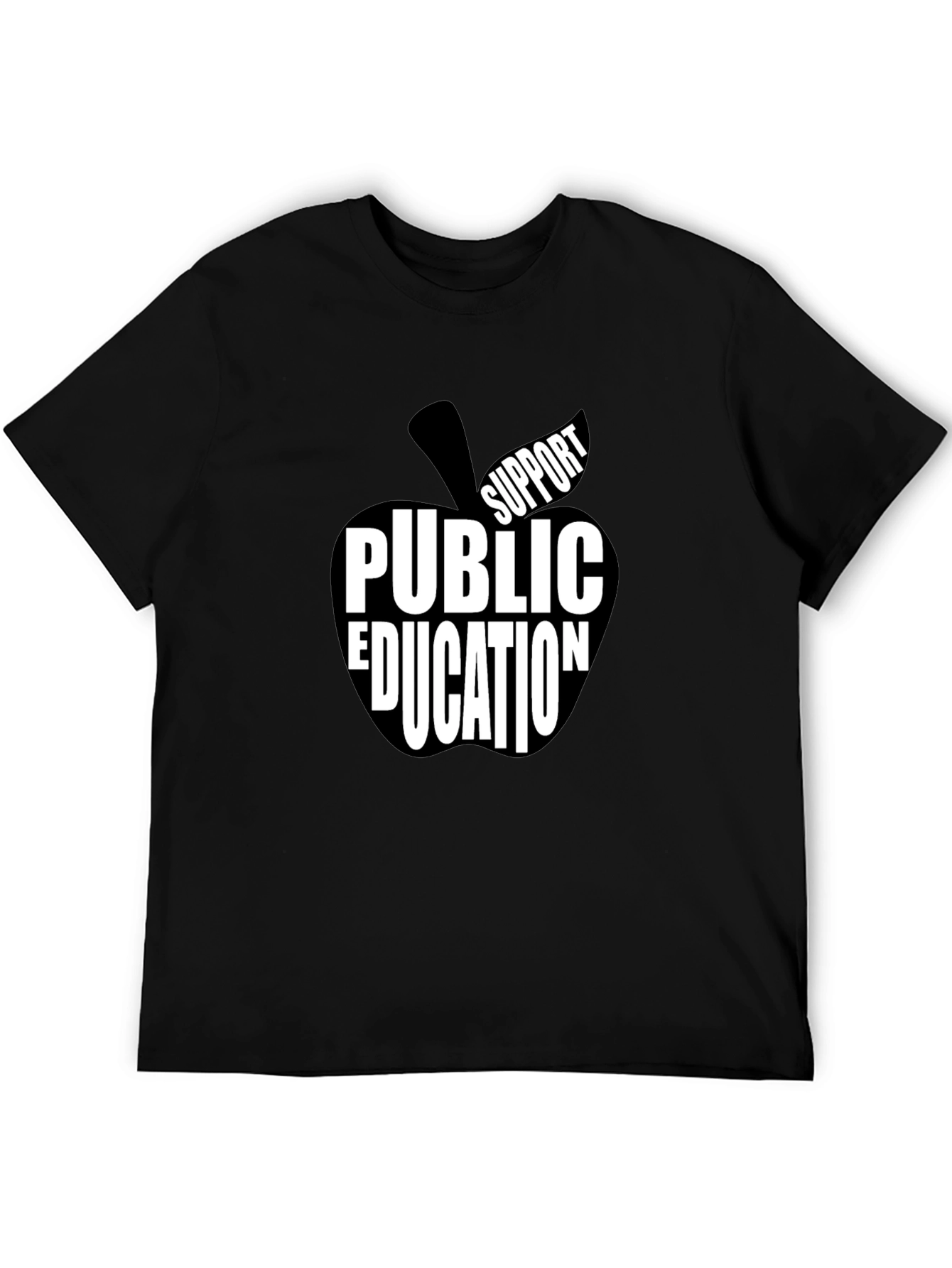 Support Public Education Black T-Shirt Apple Design