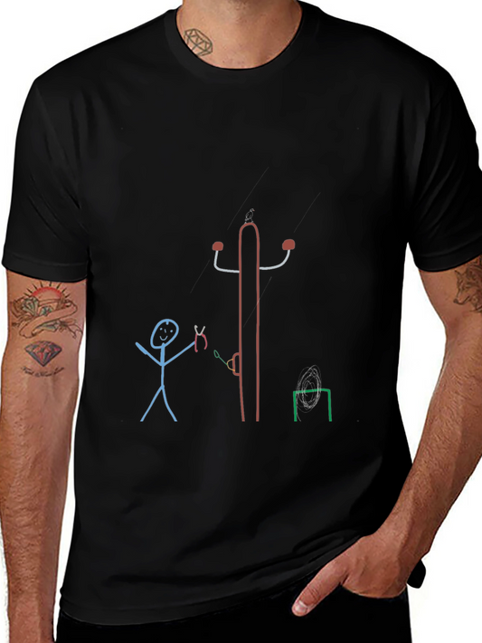 Novelty Stick Figure Design T-Shirt