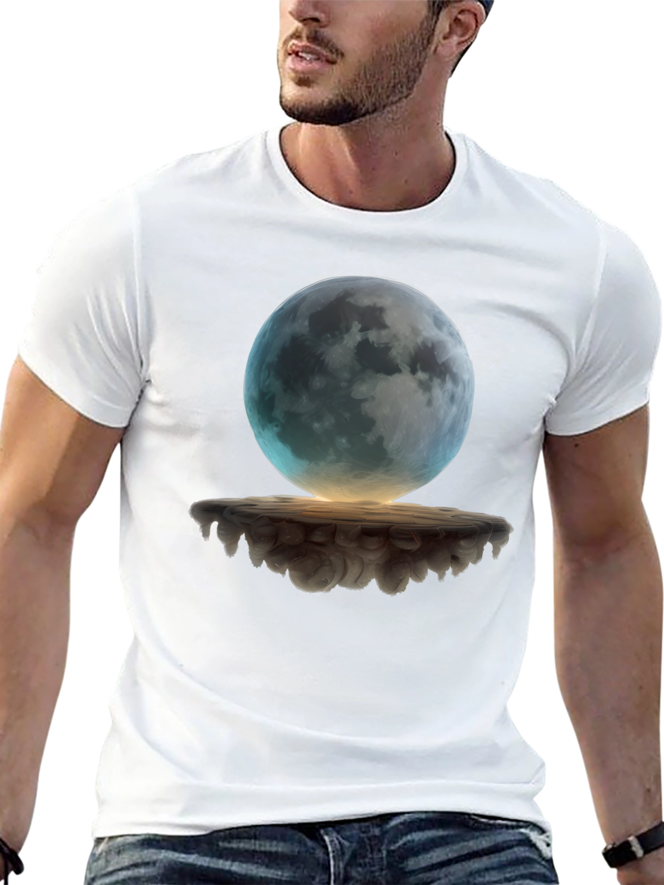 Mystic Moon Graphic Tee - Black Cotton Blend Shirt