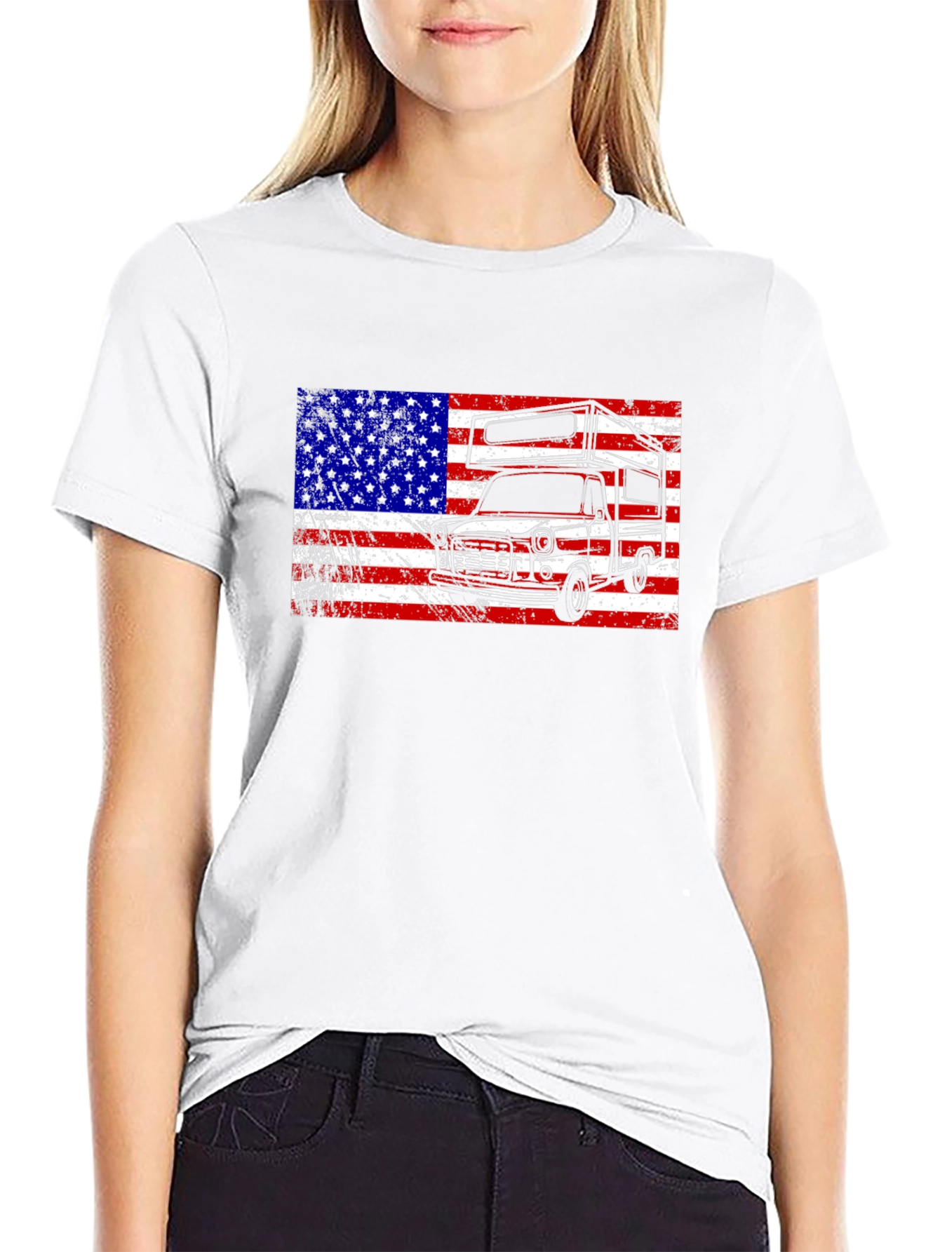Retro RV American Flag Graphic T-Shirt