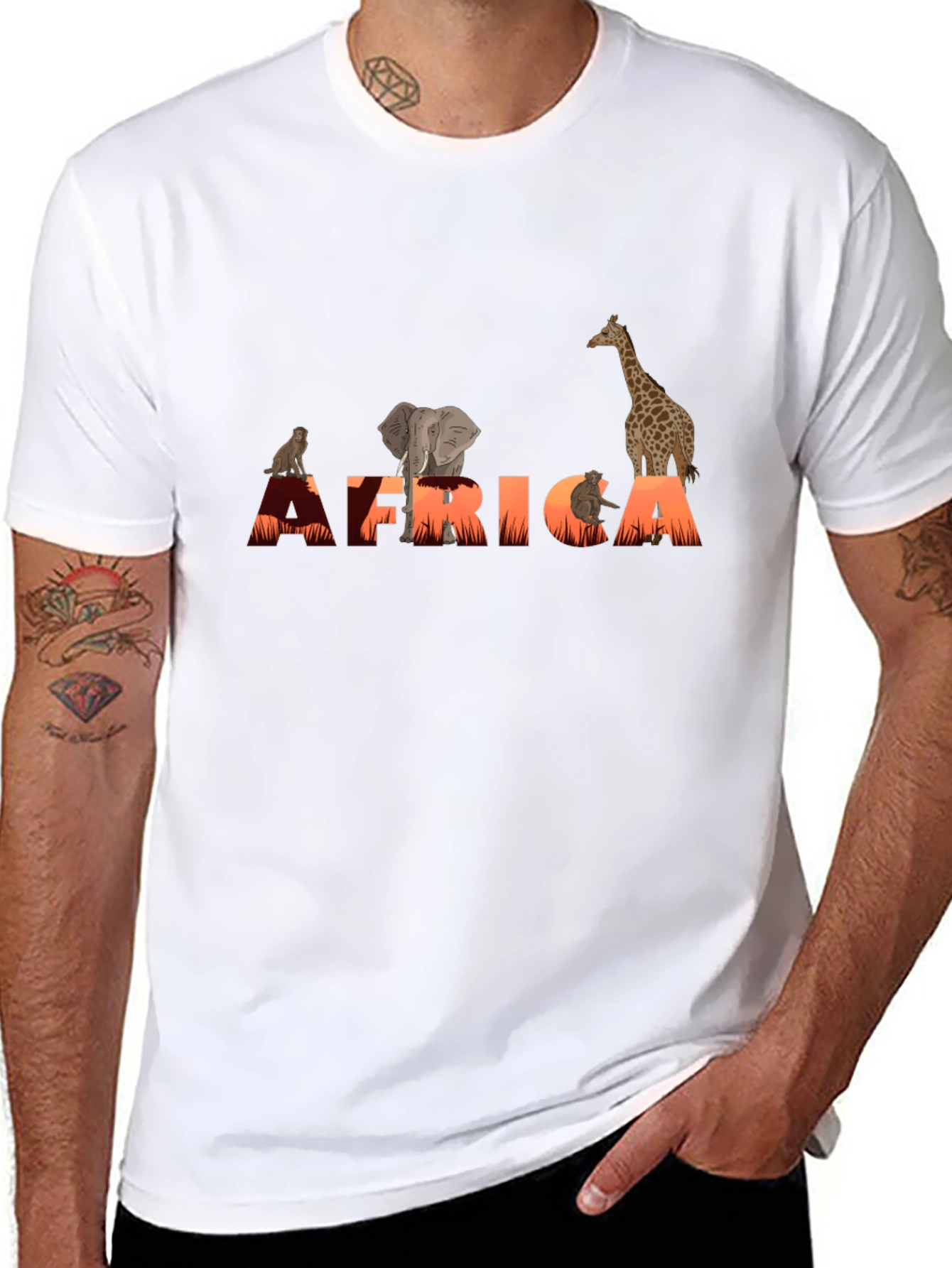 Africa Animal Graphic Tee - Unisex Black T-Shirt