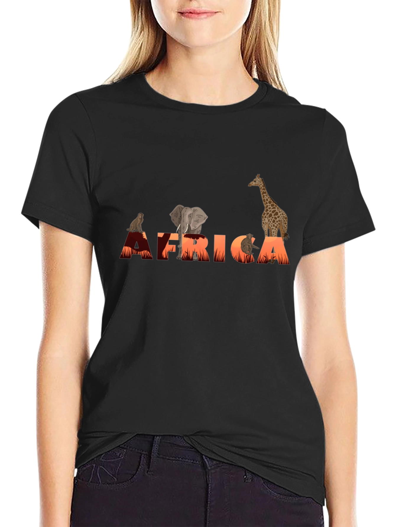 Africa Animal Graphic Tee - Unisex Black T-Shirt