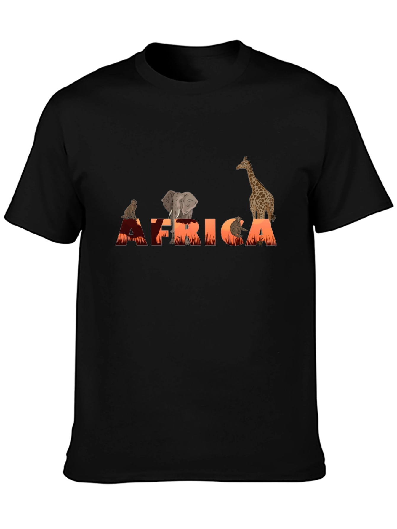 Africa Animal Graphic Tee - Unisex Black T-Shirt