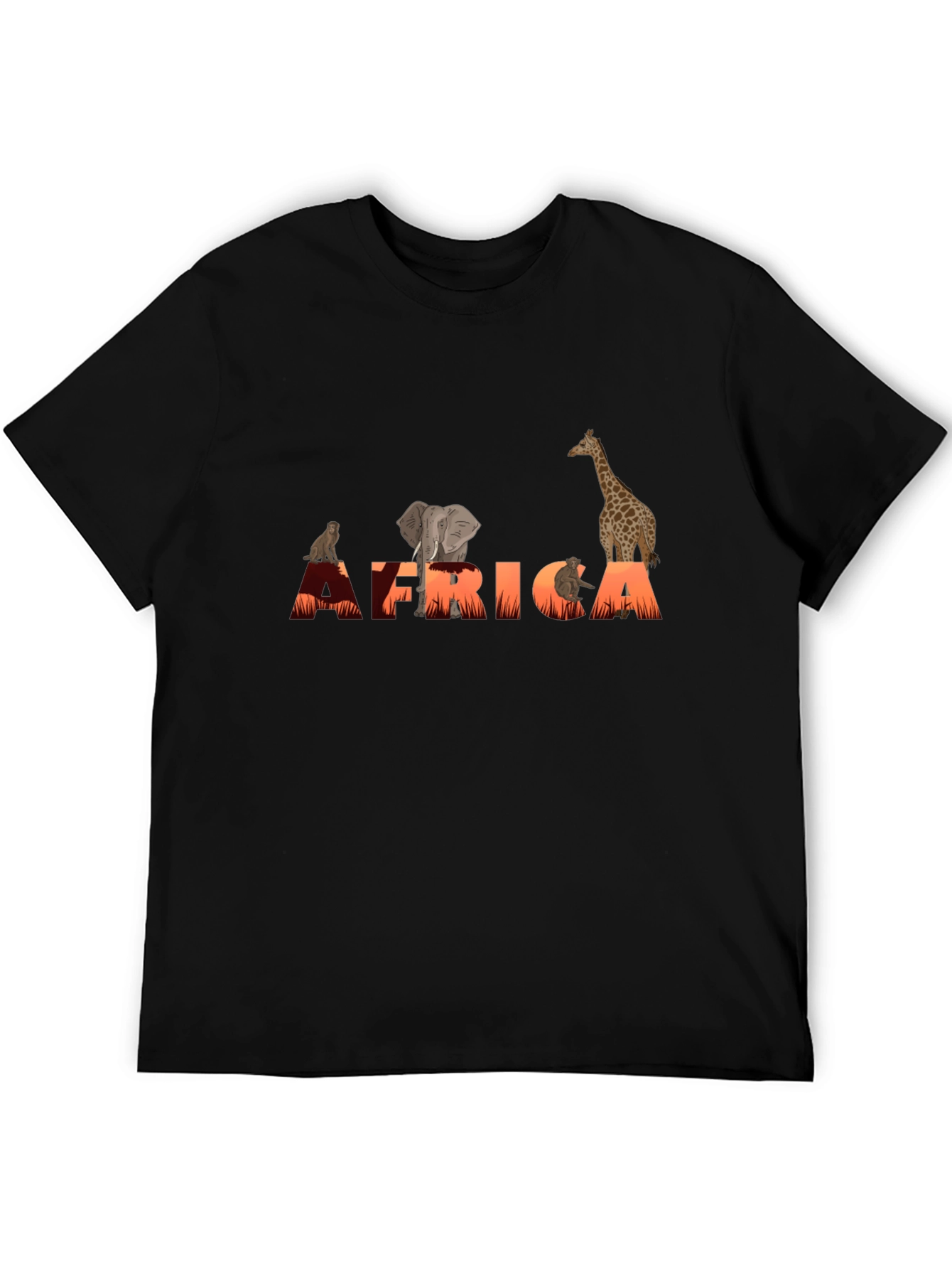 Africa Animal Graphic Tee - Unisex Black T-Shirt