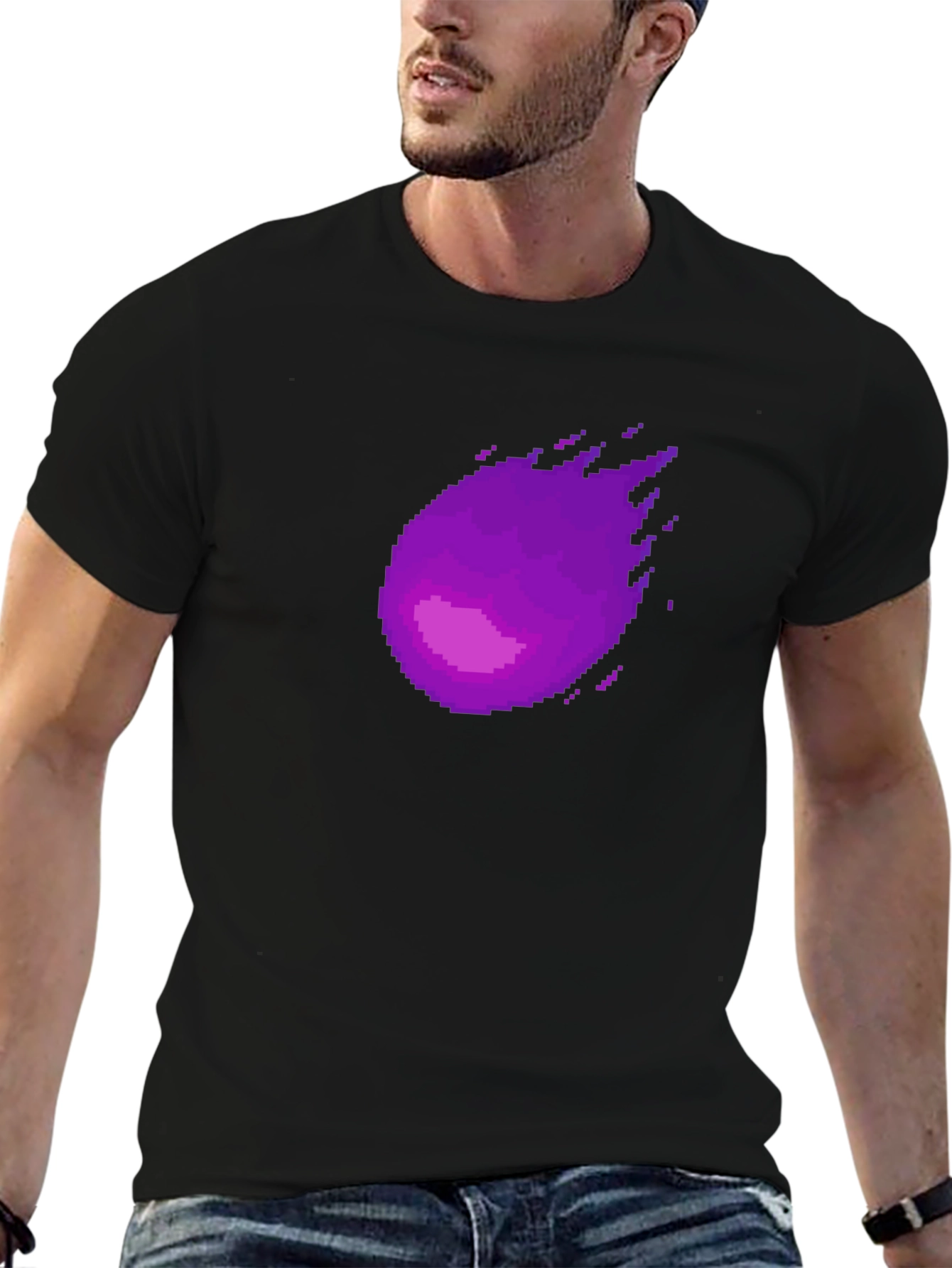 Pixel Purple Comet Graphic T-Shirt