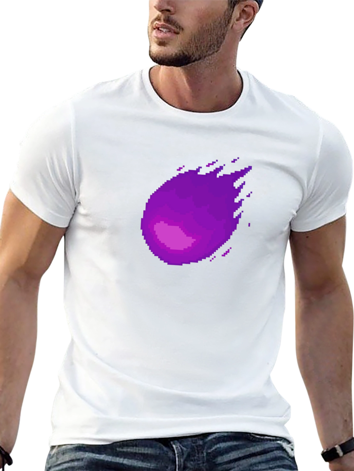 Pixel Purple Comet Graphic T-Shirt