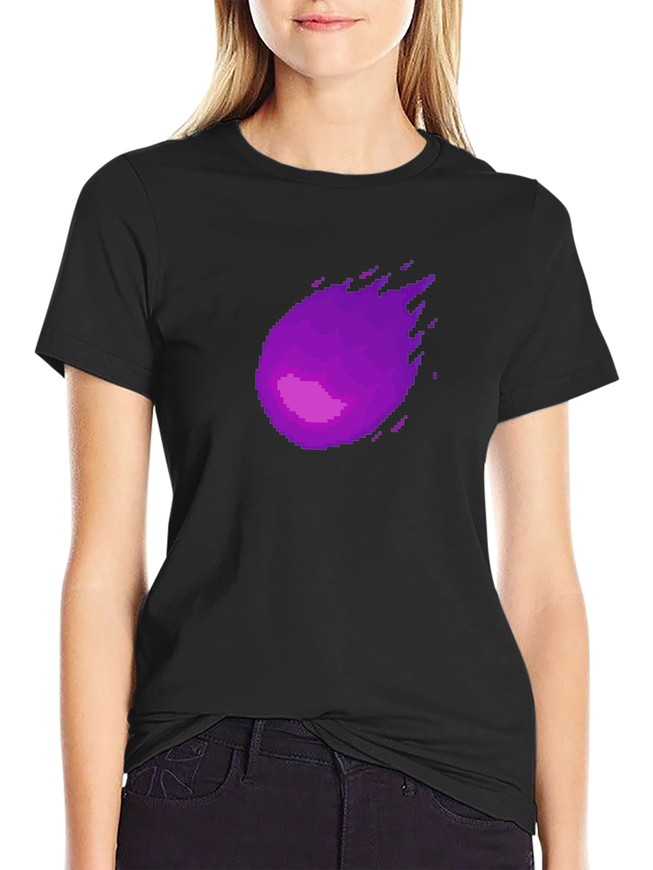 Pixel Purple Comet Graphic T-Shirt